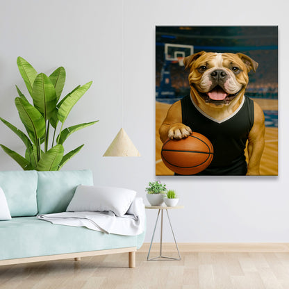 Custom Photo Basketball Player Dog Canvas Gift For Dog Lovers