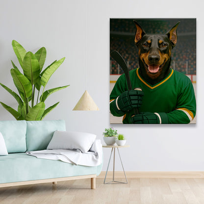 Custom Photo Hockey Player Dog Canvas Gift For Dog Lovers