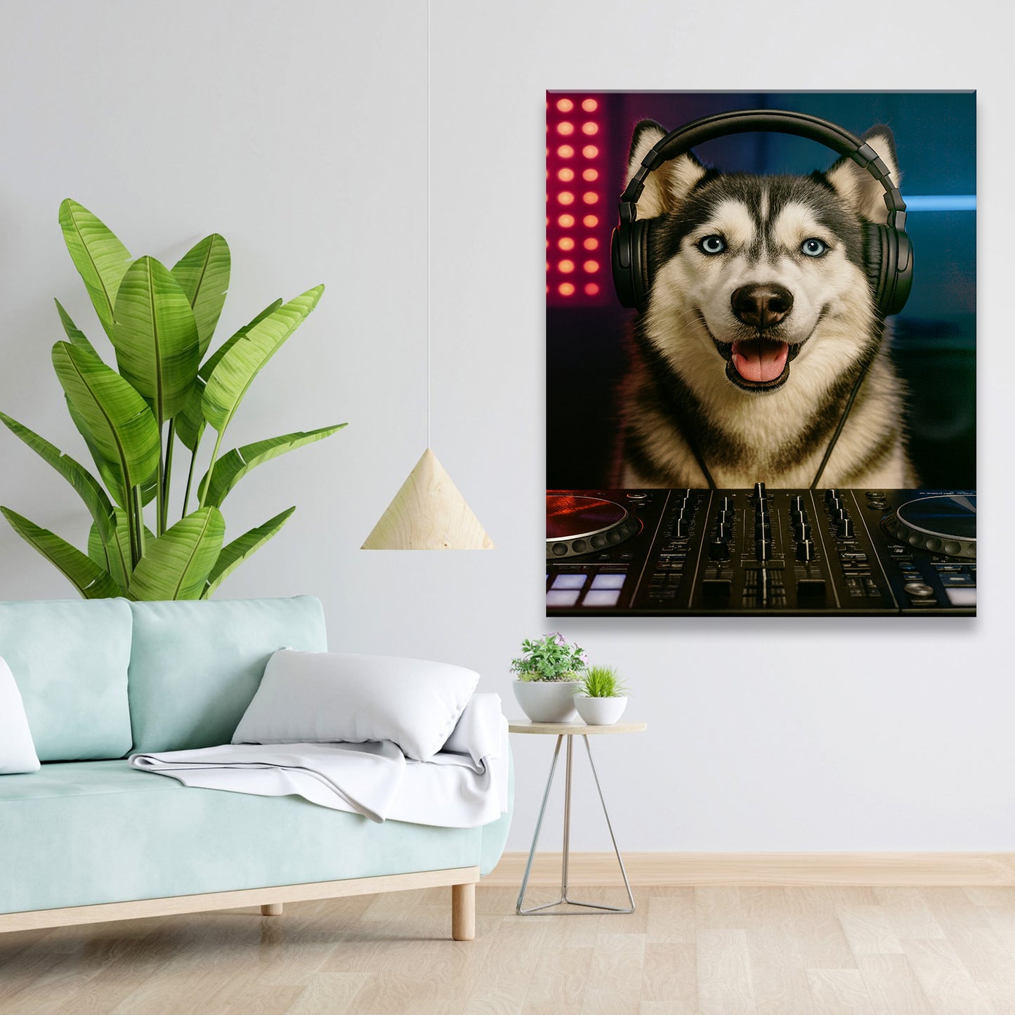 Custom Photo Dj Dog Canvas Gift For Dog Lovers