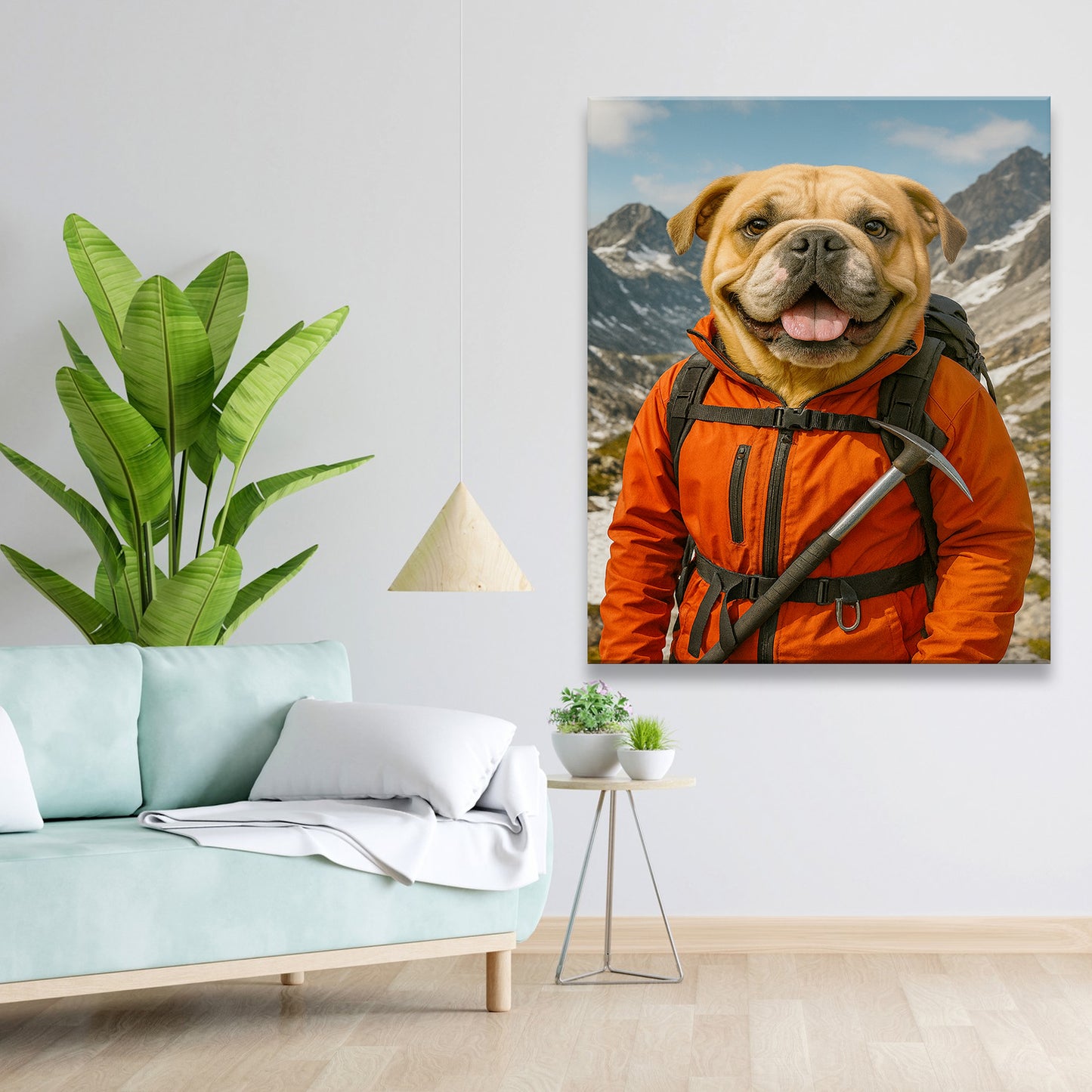 Custom Photo Mountaineer Climbing Dog Canvas Gift For Dog Lovers