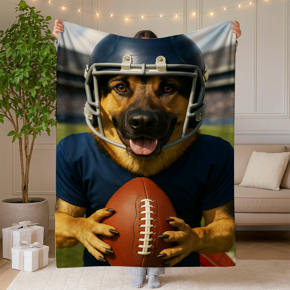 Custom Photo Footaball Dog BlanketGift For Dog Lovers