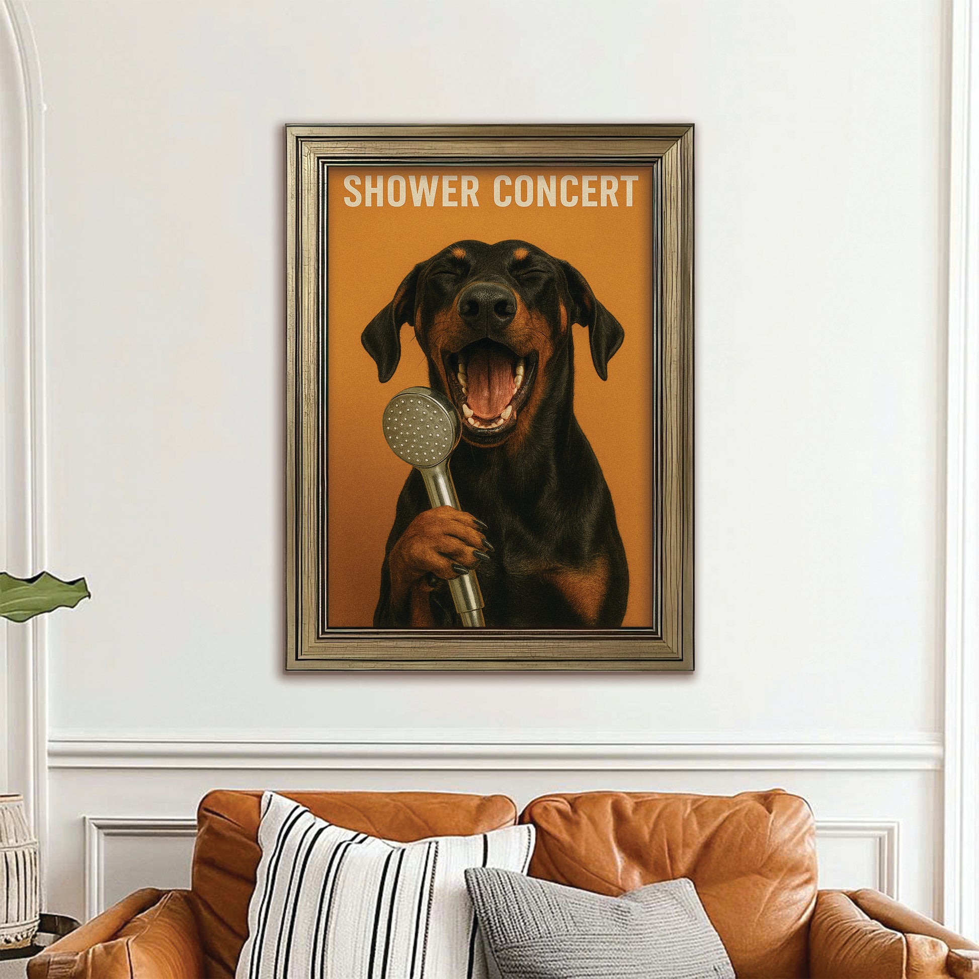 Custom Photo Dog Bathroom Style 32 Canvas Framed Wall Art Gift For Dog Lovers
