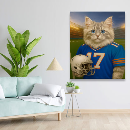 Custom Cat Photo Football Style Canvas _ Gift For Cat Lovers
