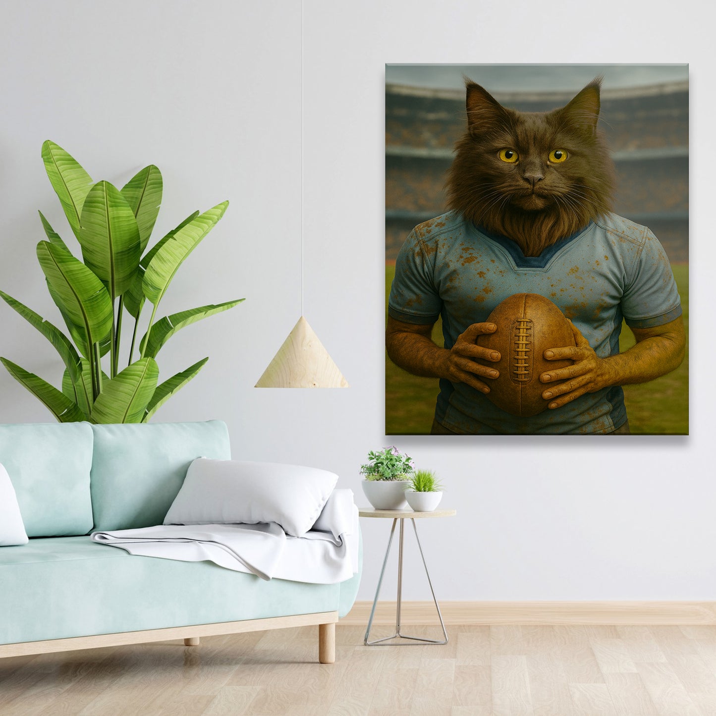 Custom Photo Rugby Cat Canvas Gift For Cat Lovers