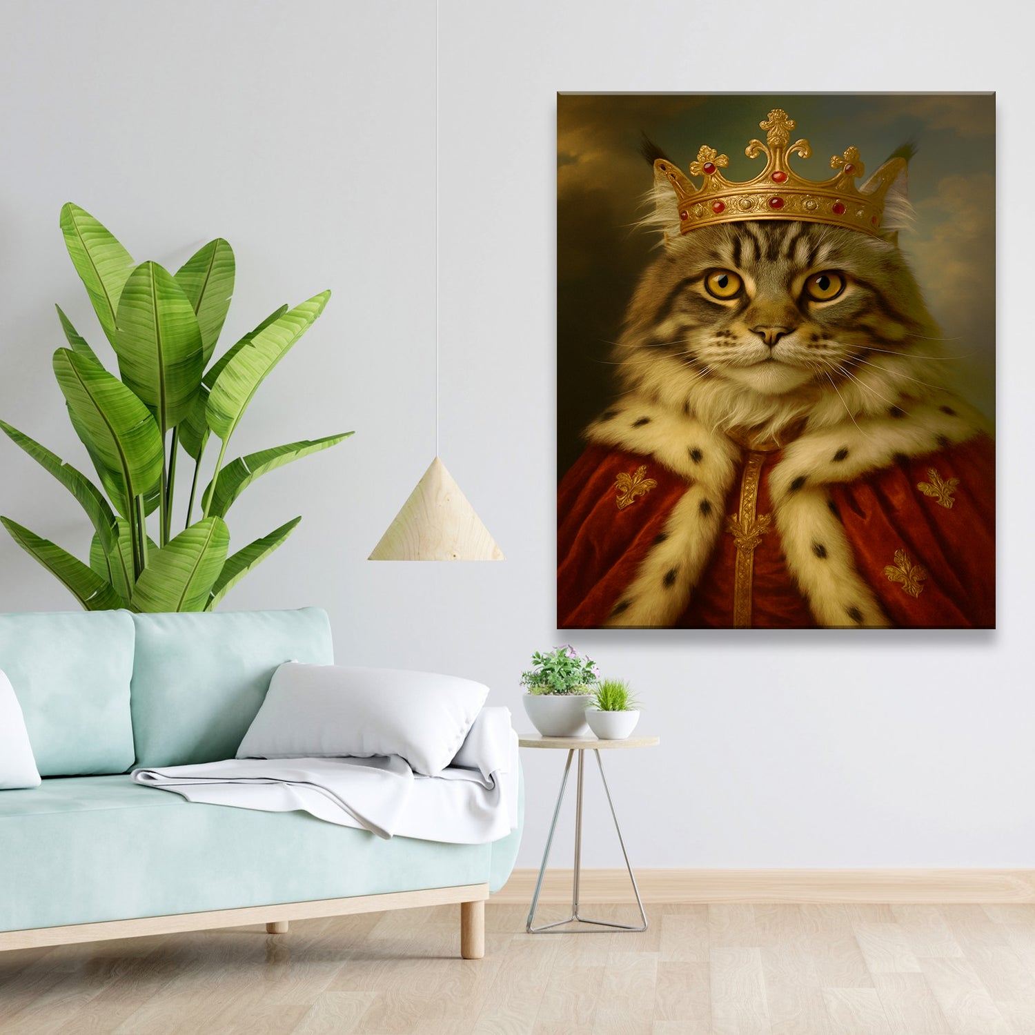 Custom Photo Cat Royal Canvas Pet King Portrait