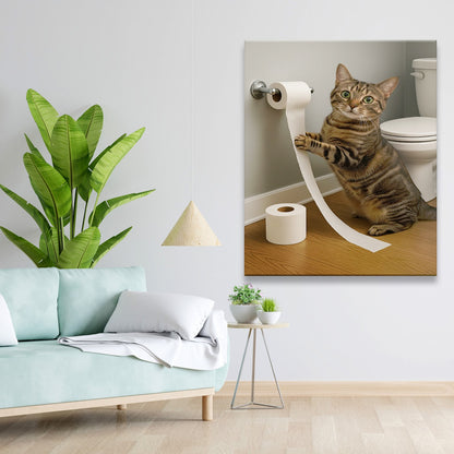 Custom Photo Cat Bathroom Style 18 Canvas Gift For Canvas