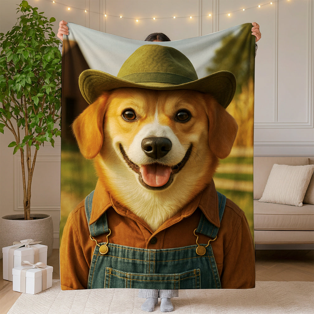 Custom Photo Farmer Farmhouse Dog Canvas