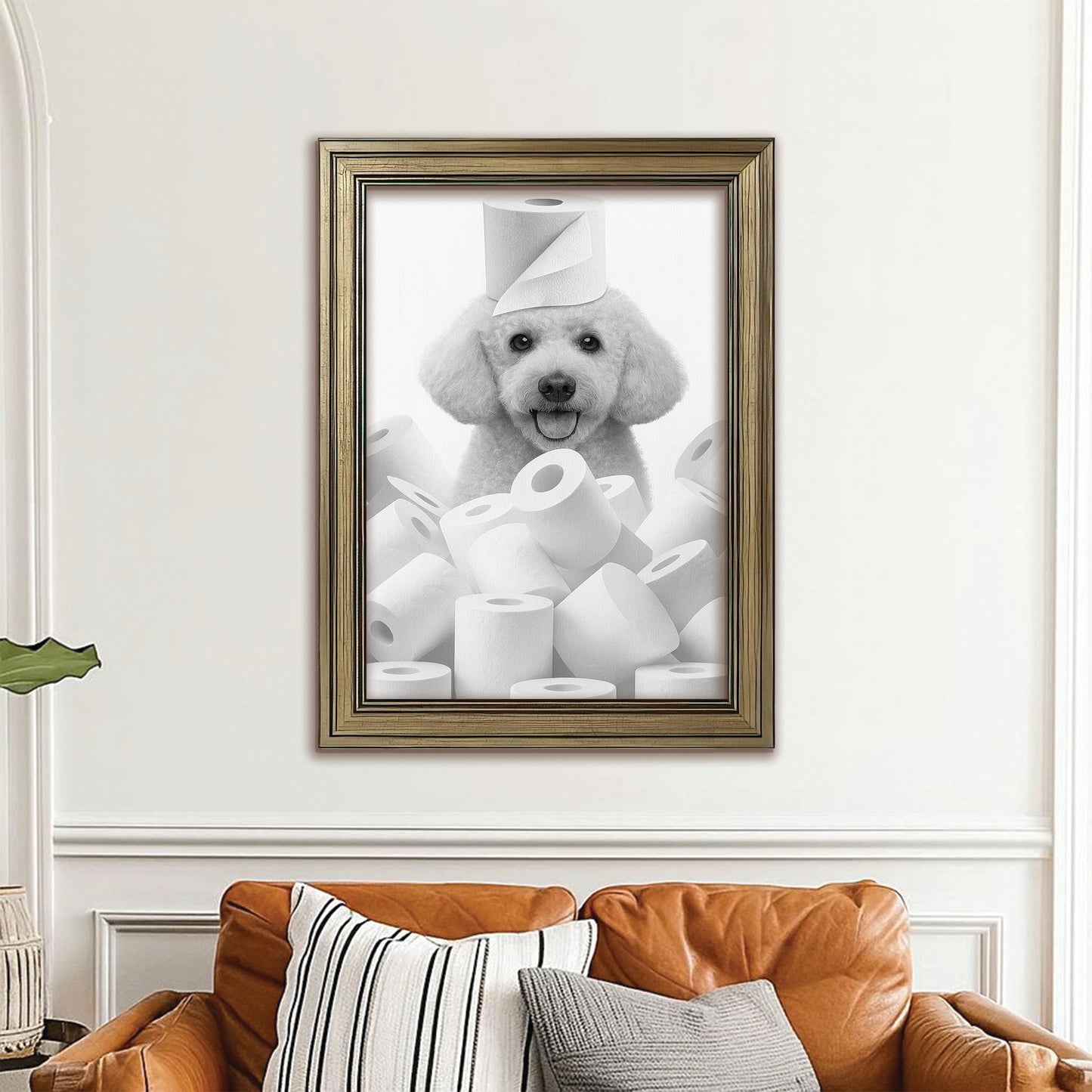 Custom Photo Dog Bathroom Canvas Framed Wall Art