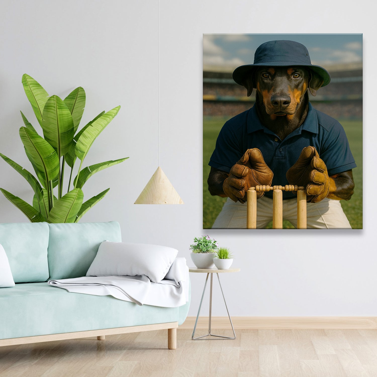 Custom Photo Cricket Player 2 Dog Canvas Gift For Dog Lovers