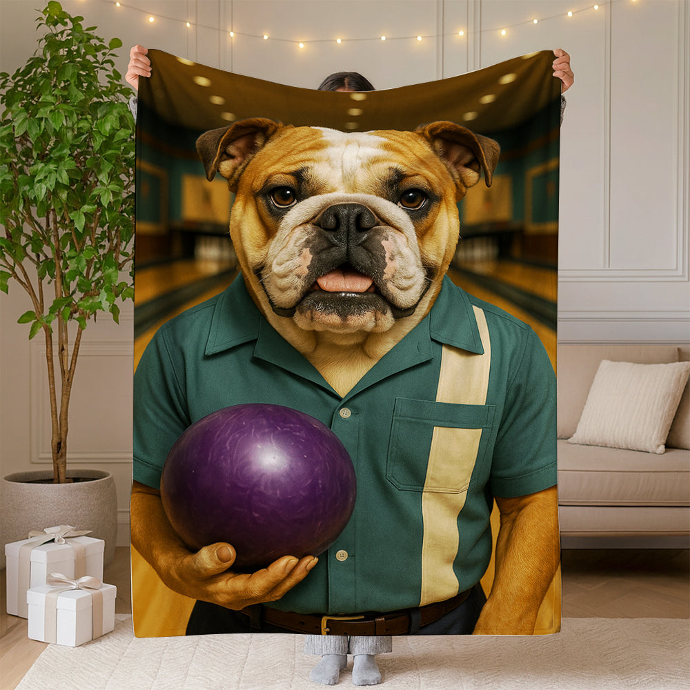 Custom Photo Bowling Dog BlanketGift For Dog Lovers