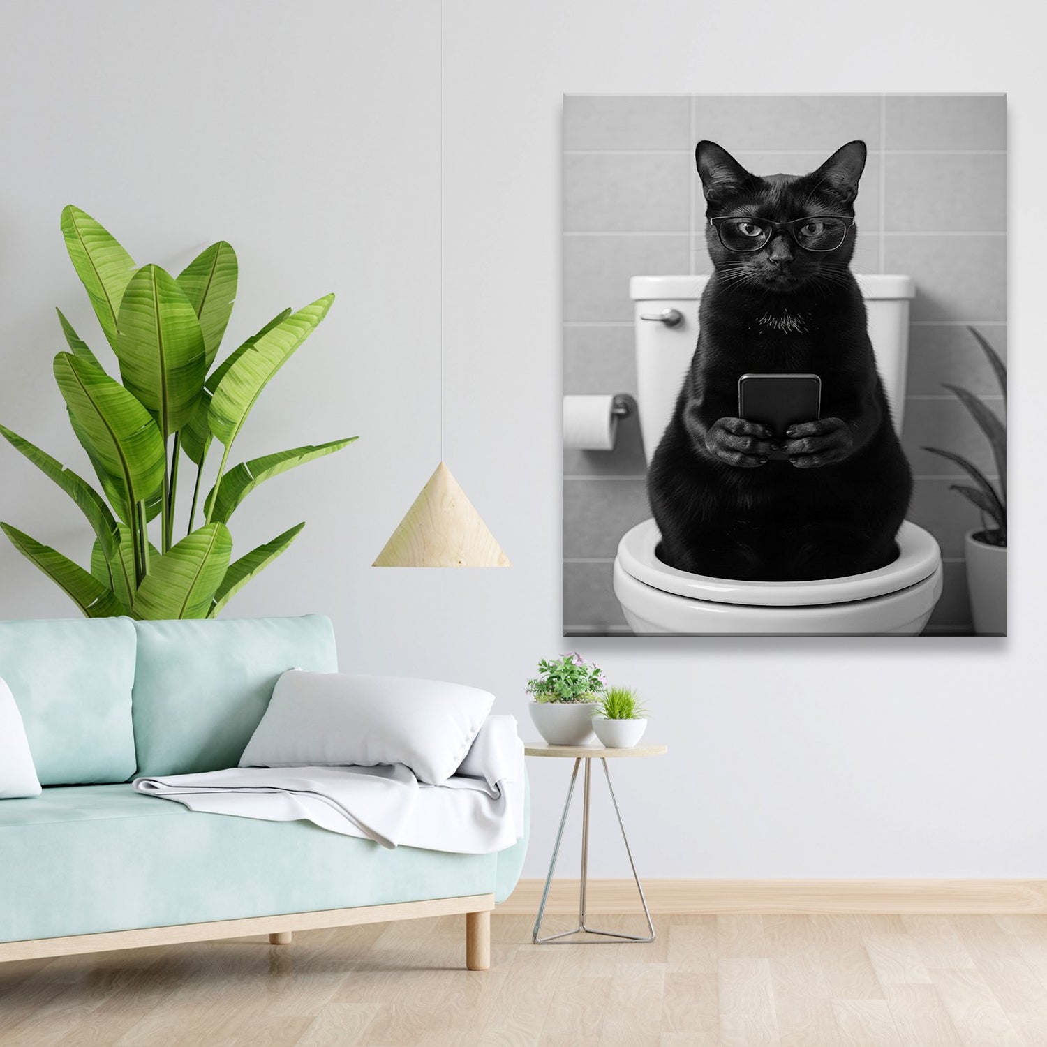 Custom Photo Cat Bathroom Style 14 Canvas Gift For Cat Lovers