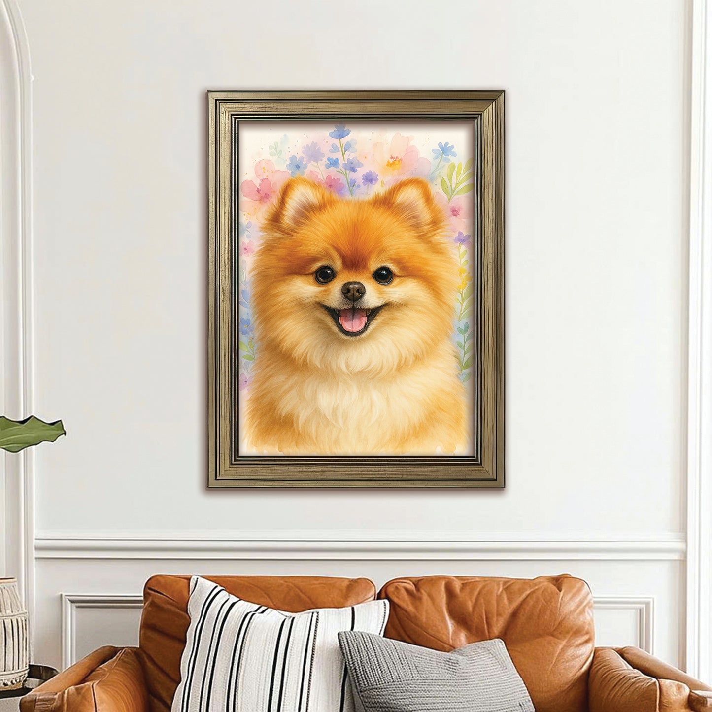 Custom Photo Dog Floral Watercolor Art