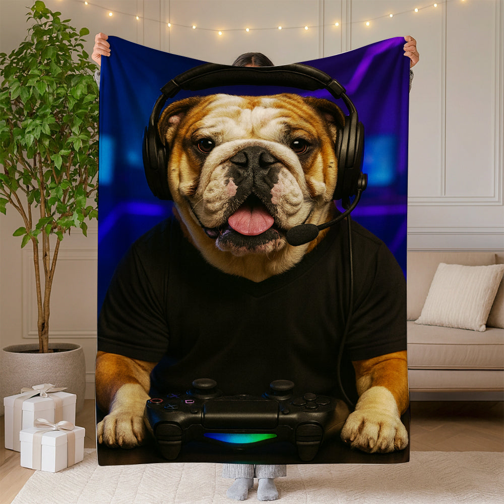 Custom Photo Gamer Dog BlanketGift For Dog Lovers