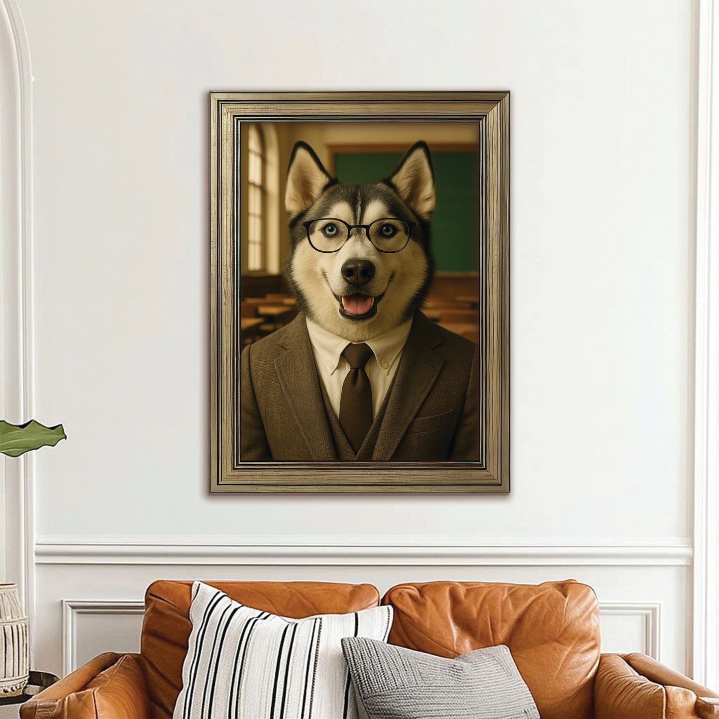 Custom Photo Teacher Dog Canvas Framed Wall Art Gift For Dog Lovers