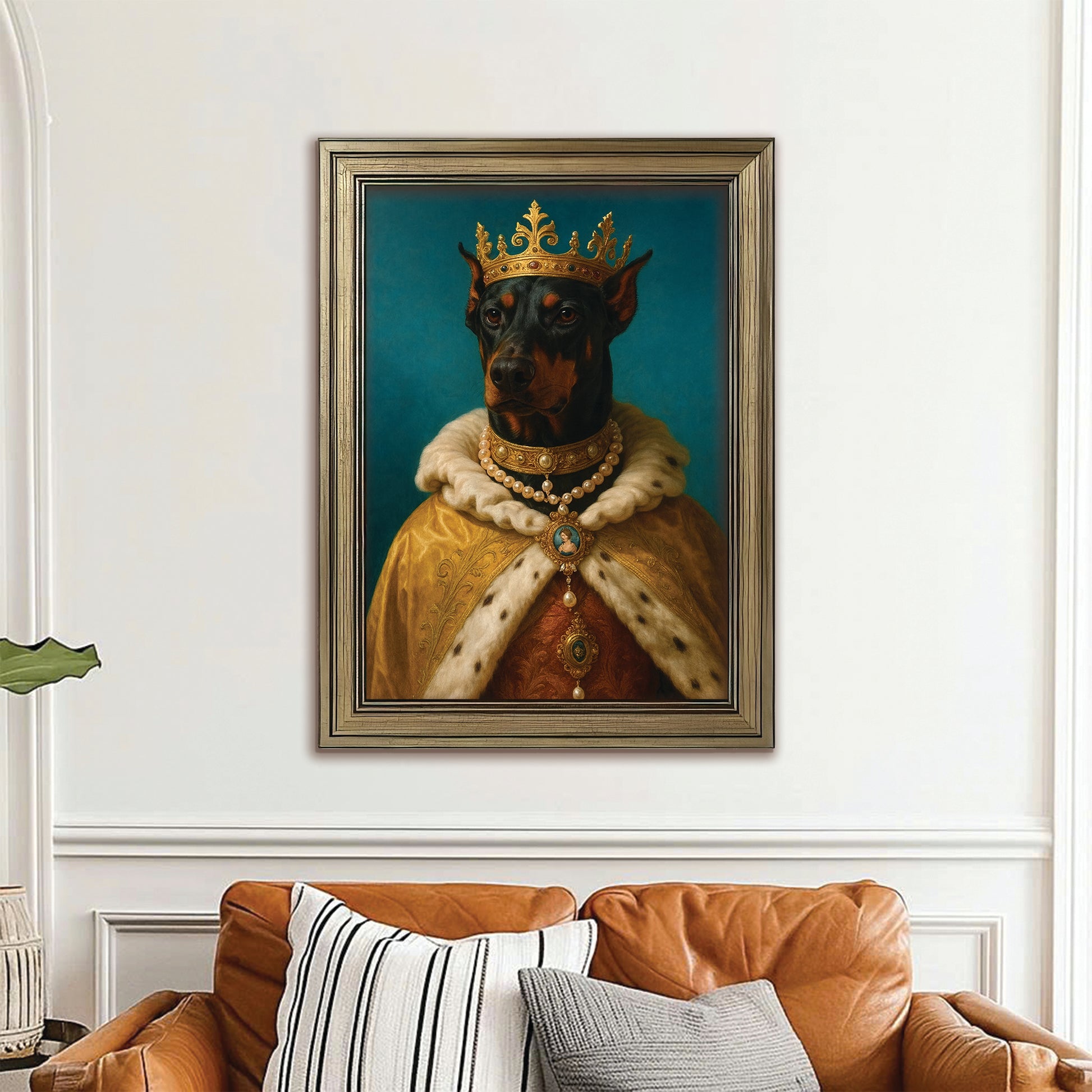 Custom Photo King Royal Dog Canvas Framed Wall Art Gift For Dog Lovers