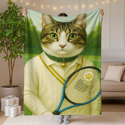Custom Photo Tennis Player Cat Blanket