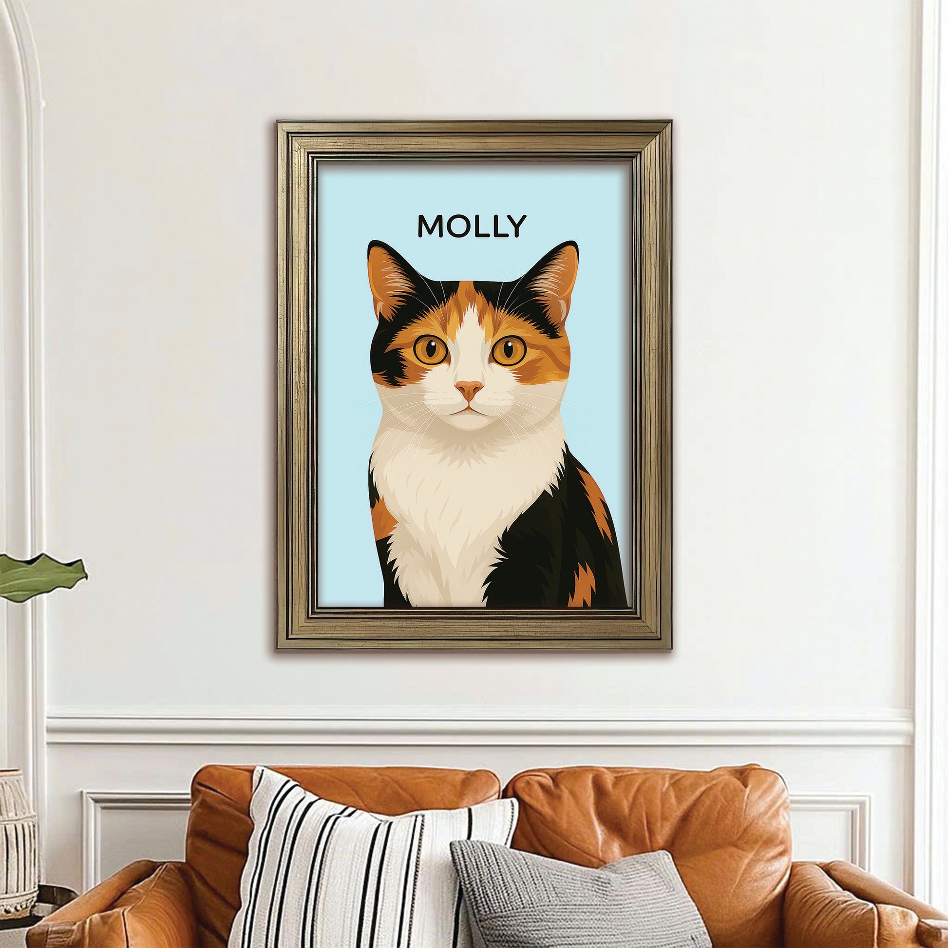Custom Photo Minimalist Classic Cat Canvas Framed Wall Art Gift For Cat Lovers