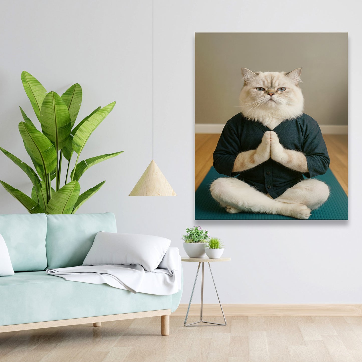 Custom Photo Yoga Cat Canvas Gift For Cat Lovers
