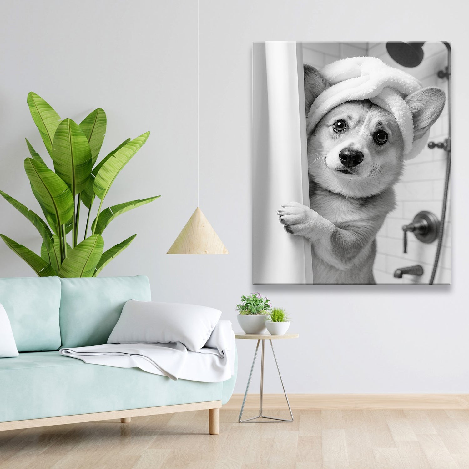 Custom Photo Dog Bathroom Canvas Gift For Dog Lovers