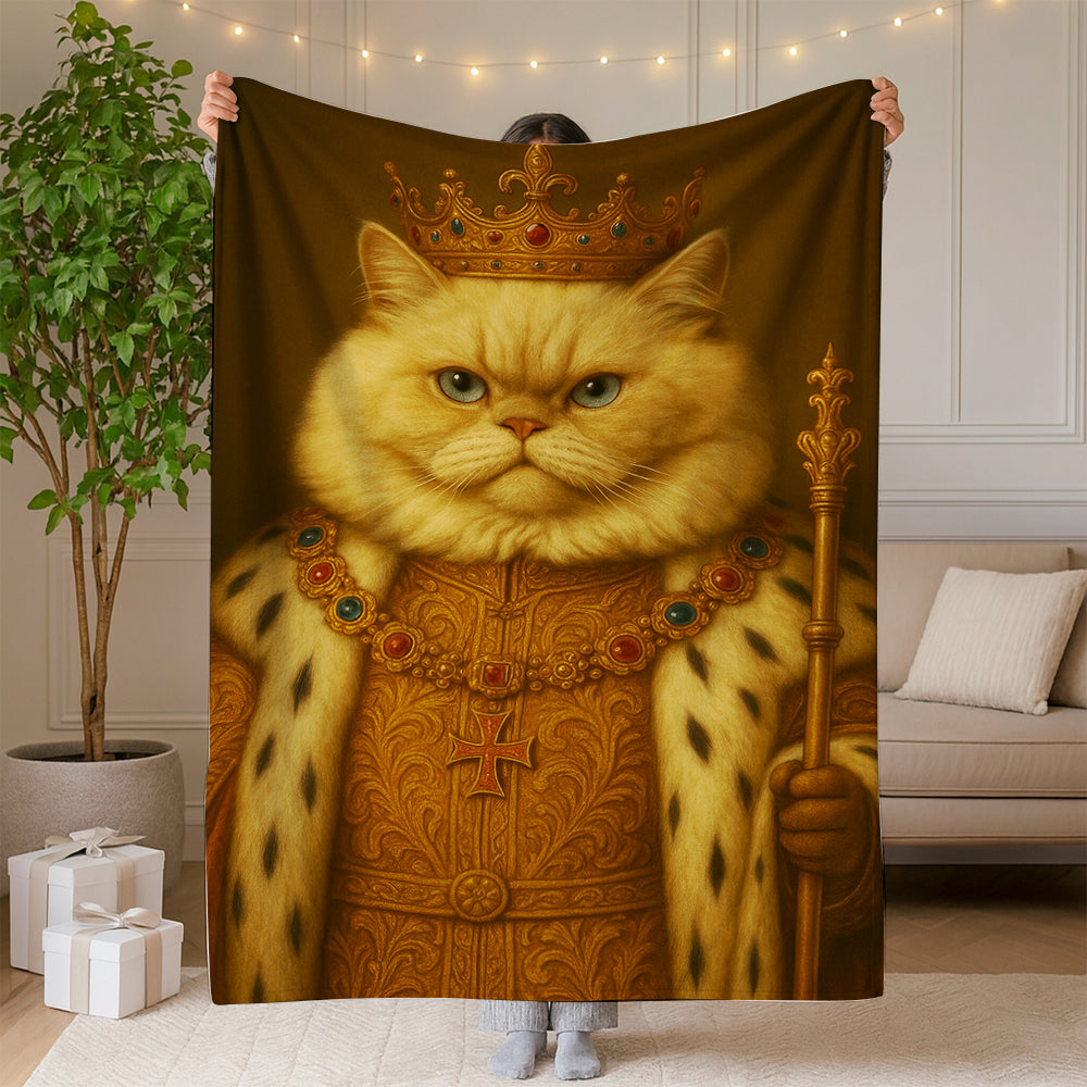 Custom Photo Cat King Royal Blanket _ Gift For Cat Lovers