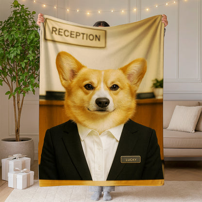 Custom Photo Receptionist Dog BlanketGift For Dog Lovers