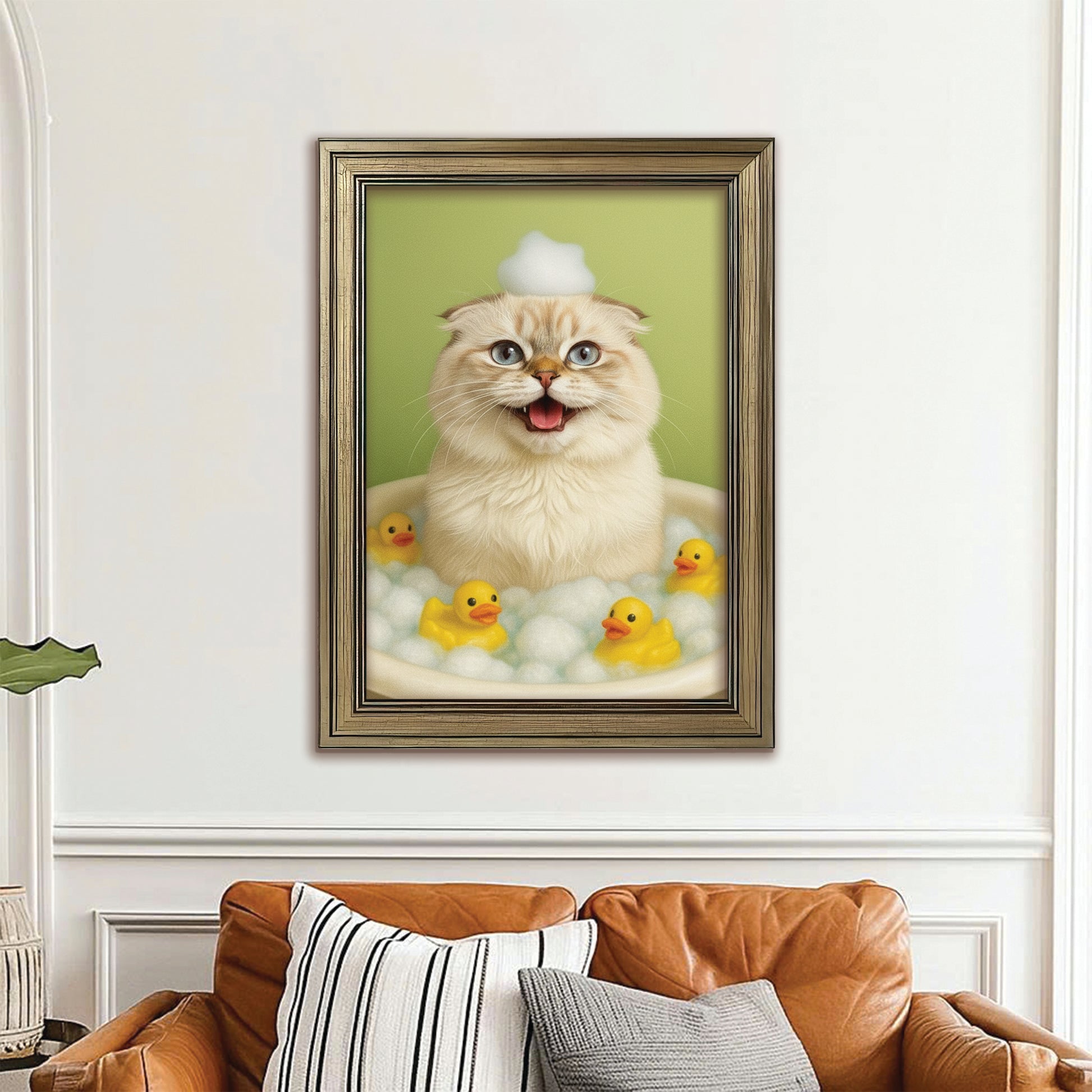 Custom Photo Cat Bathroom Style 25 Canvas Framed Wall Art Gift For Cat Lovers