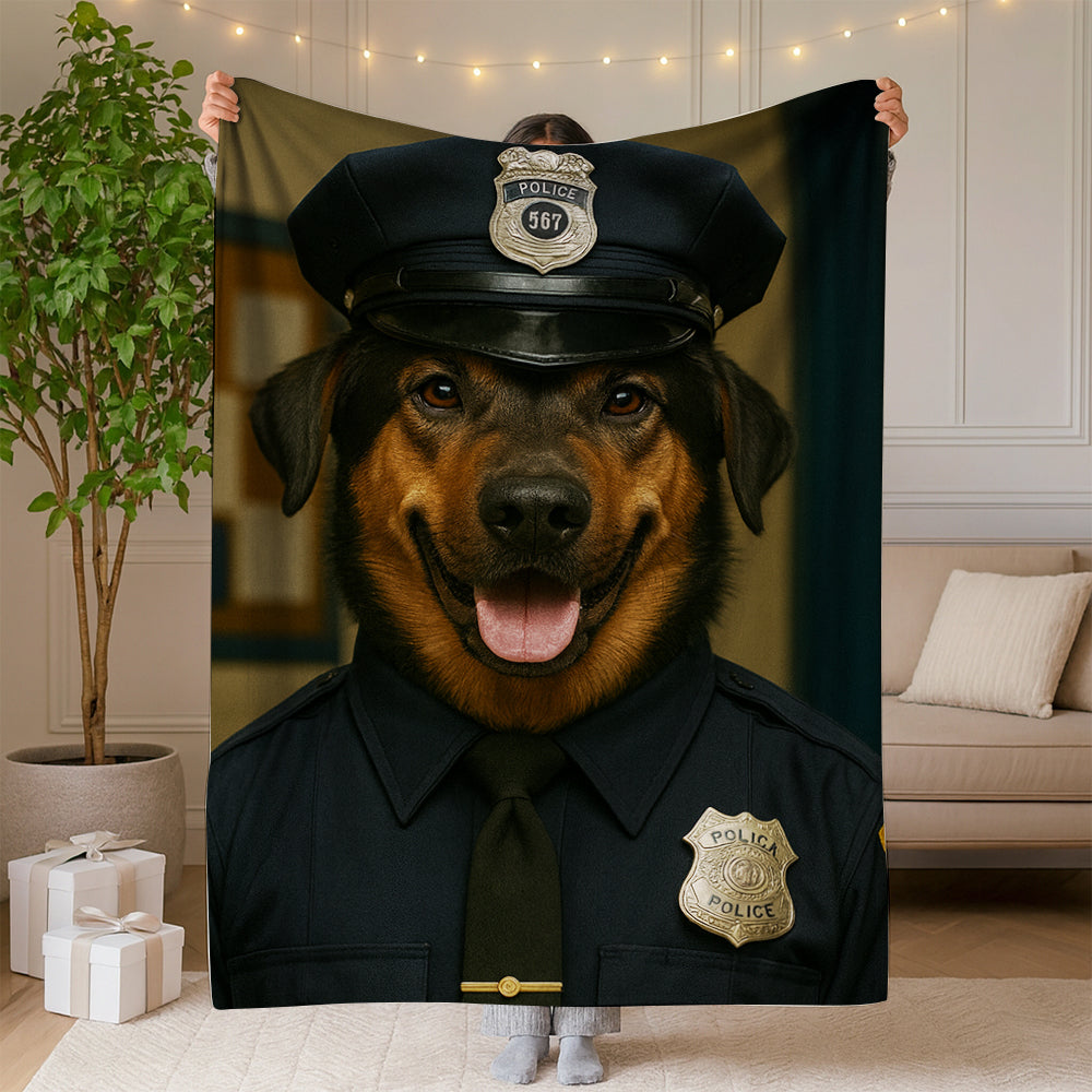 Custom Photo Police Dog BlanketGift For Dog Lovers