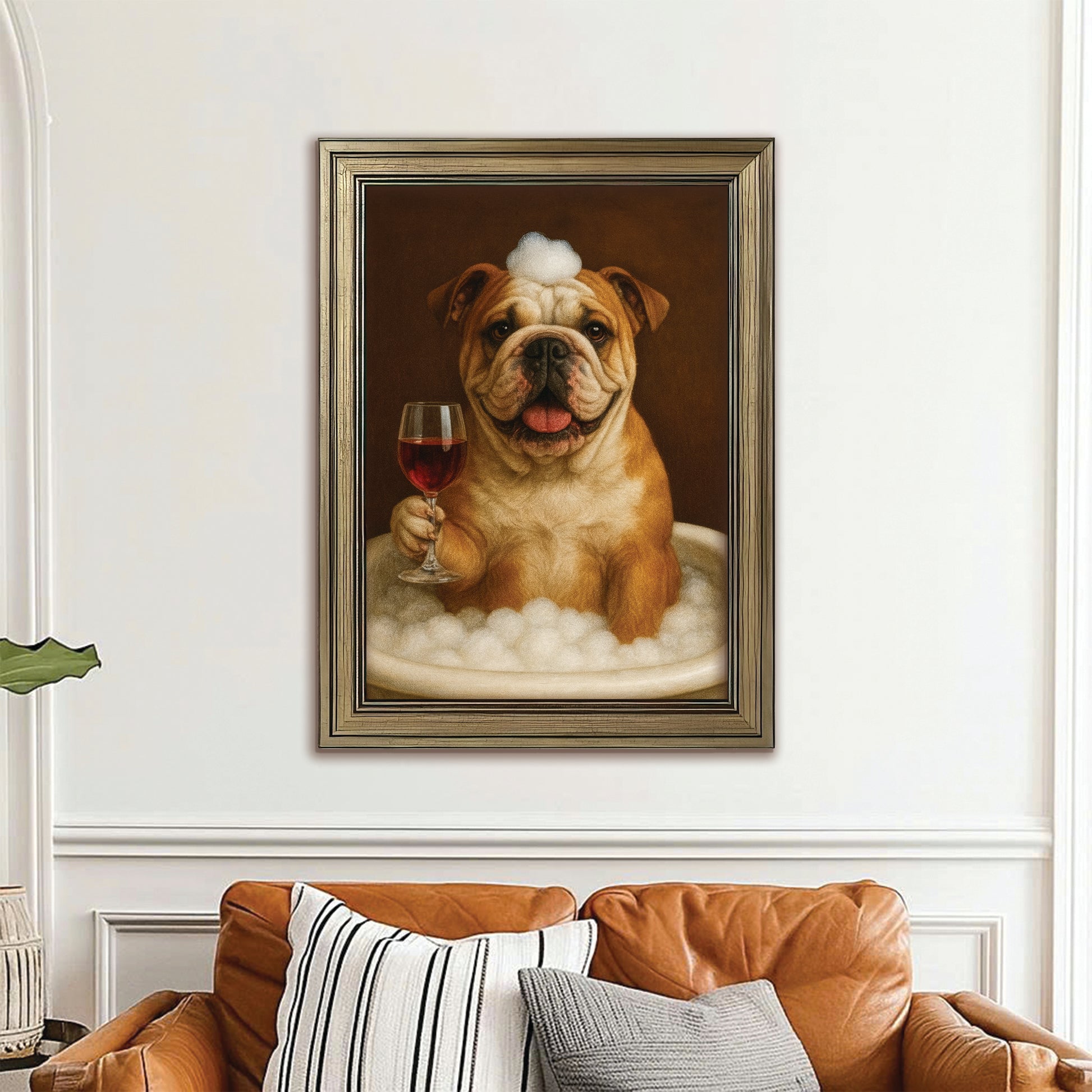 Custom Photo Dog Bathroom Style 27 Canvas Framed Wall Art Gift For Dog Lovers