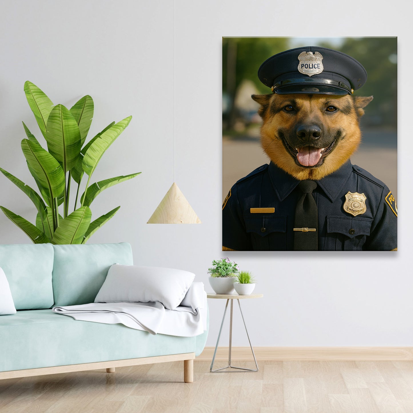 Custom Photo Police 2 Dog Canvas Gift For Dog Lovers