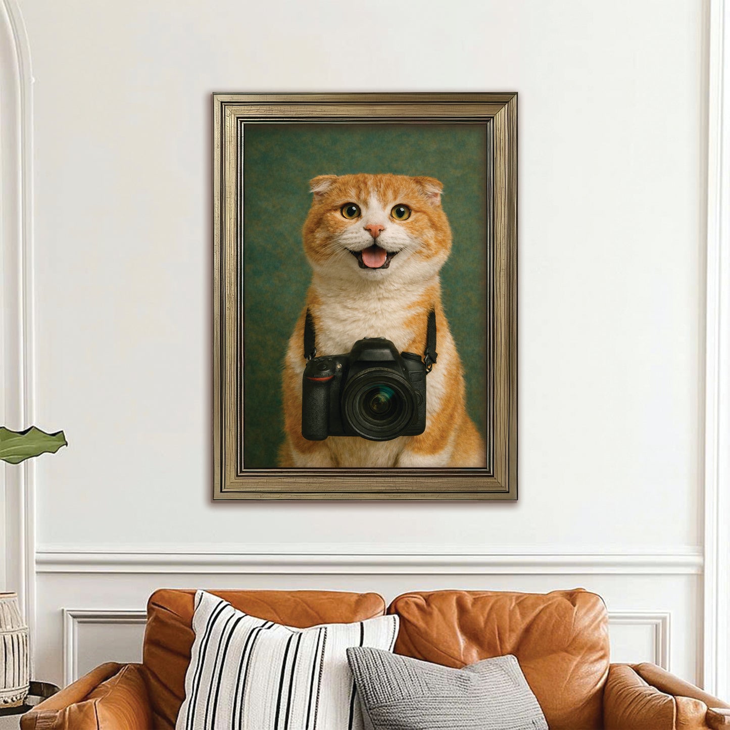 Custom Photo Photographer Cat Canvas Framed Wall Art Gift For Cat Lovers