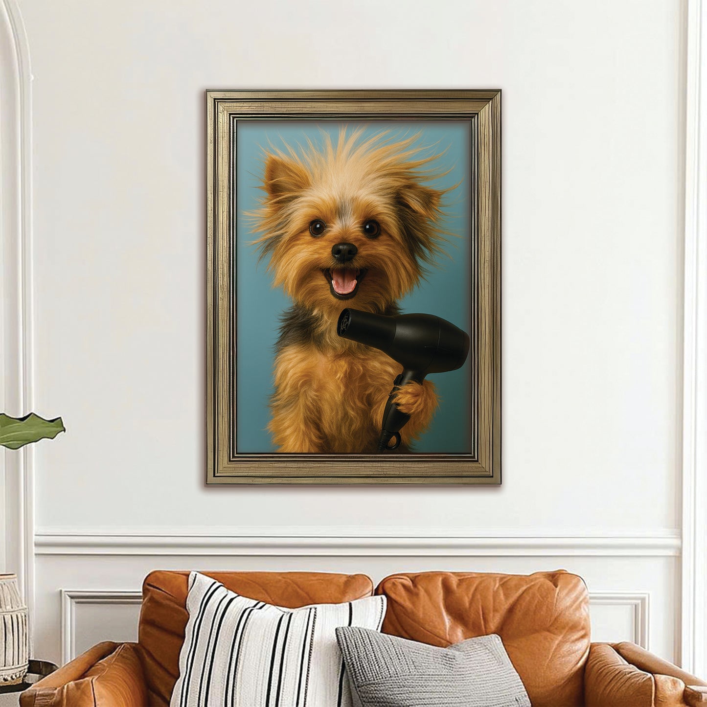 Custom Photo Dog Bathroom Style 35 Canvas Framed Wall Art Gift For Dog Lovers
