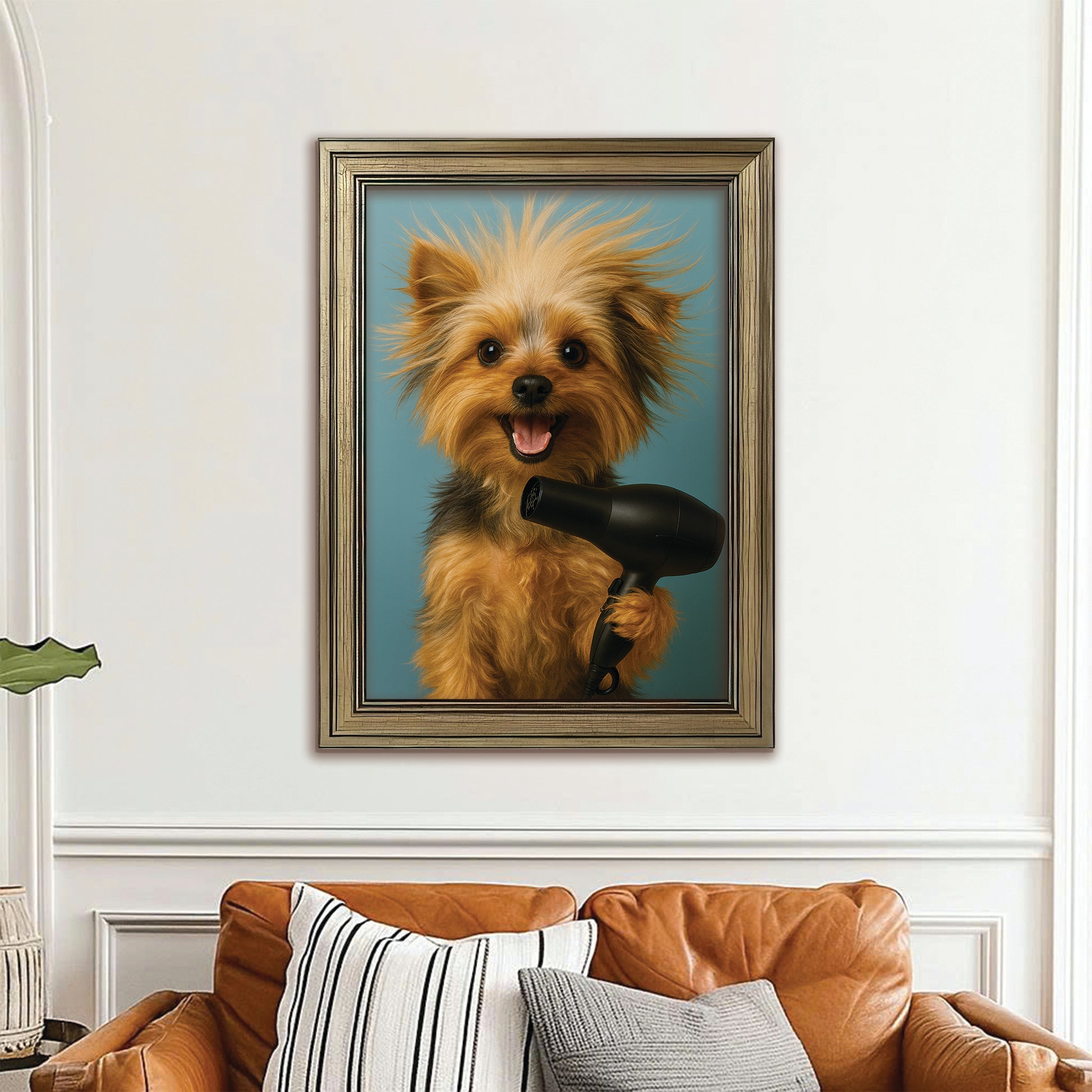 Custom Photo Dog Bathroom Style 35 Canvas Framed Wall Art Gift For Dog Lovers