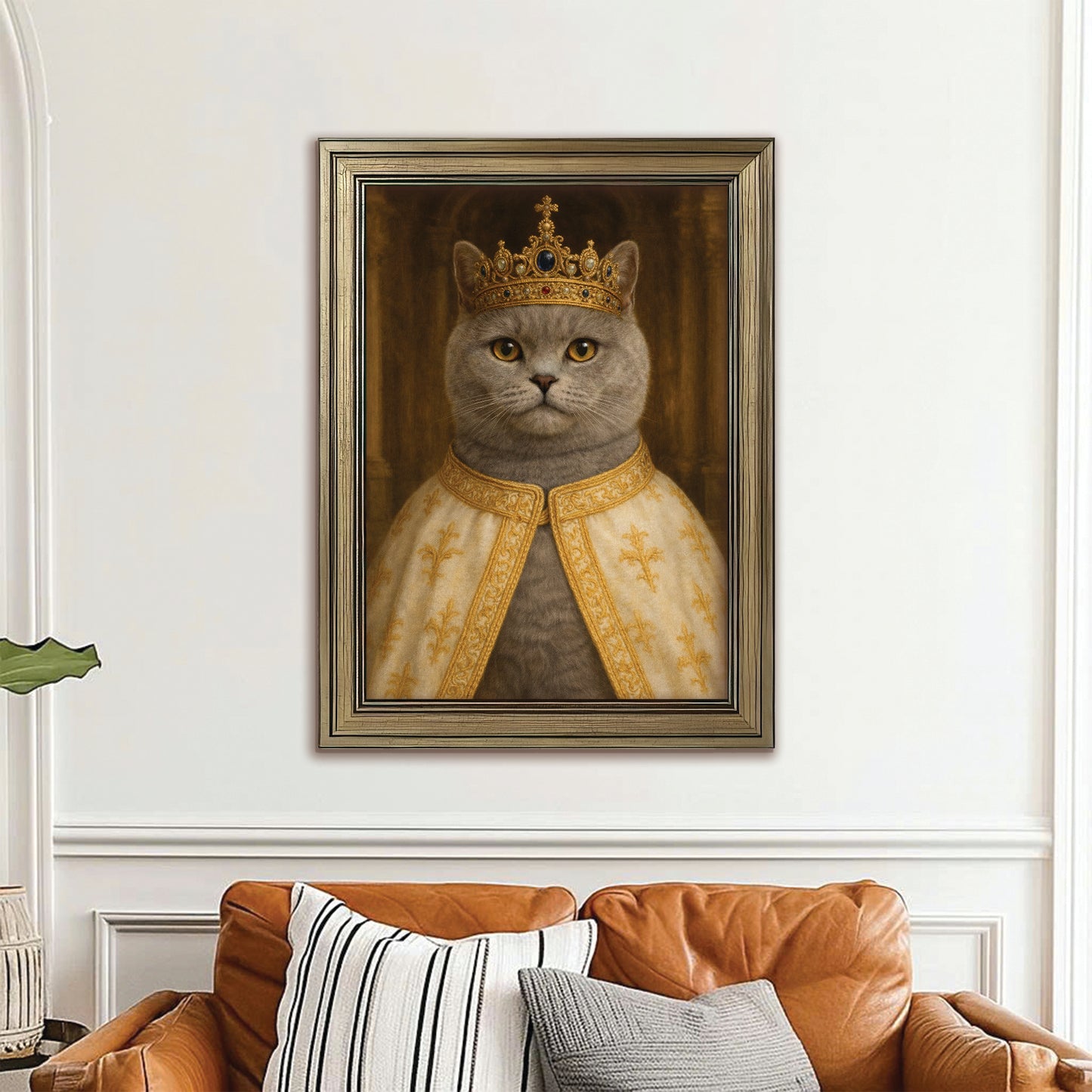 Custom Photo Cat Royal Style 07 Canvas Framed Wall Art Gift For Cat Lovers
