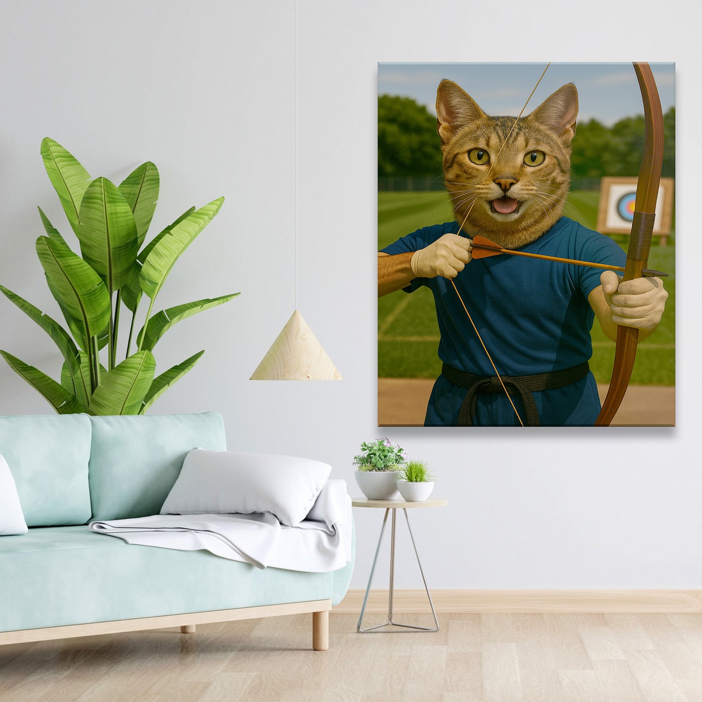 Custom Photo Archery Cat Canvas Gift For Cat Lovers