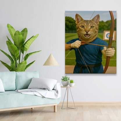 Custom Photo Archery Cat Canvas Gift For Cat Lovers