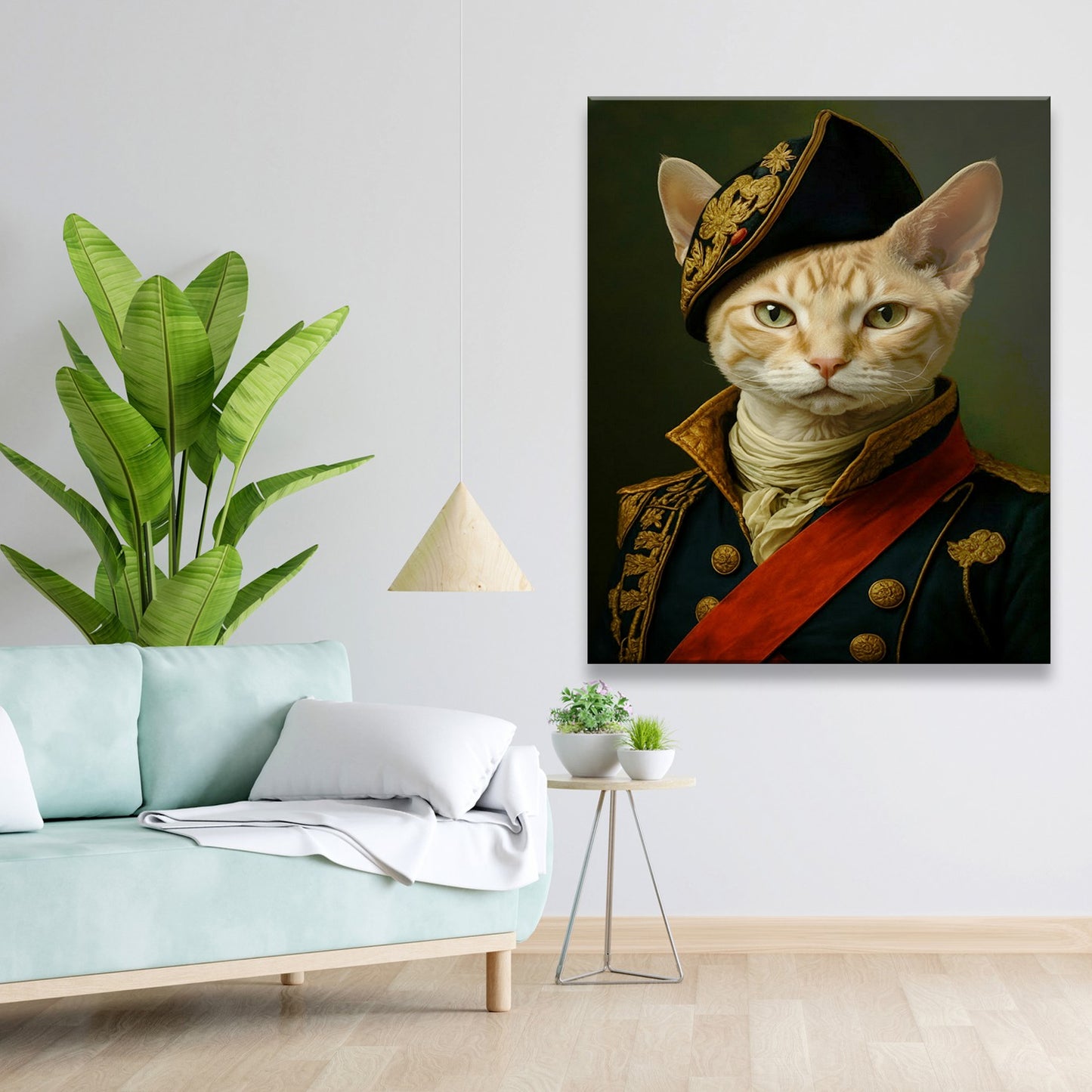 Custom Photo Portrait Royal Cat Canvas Gift For Cat Lovers
