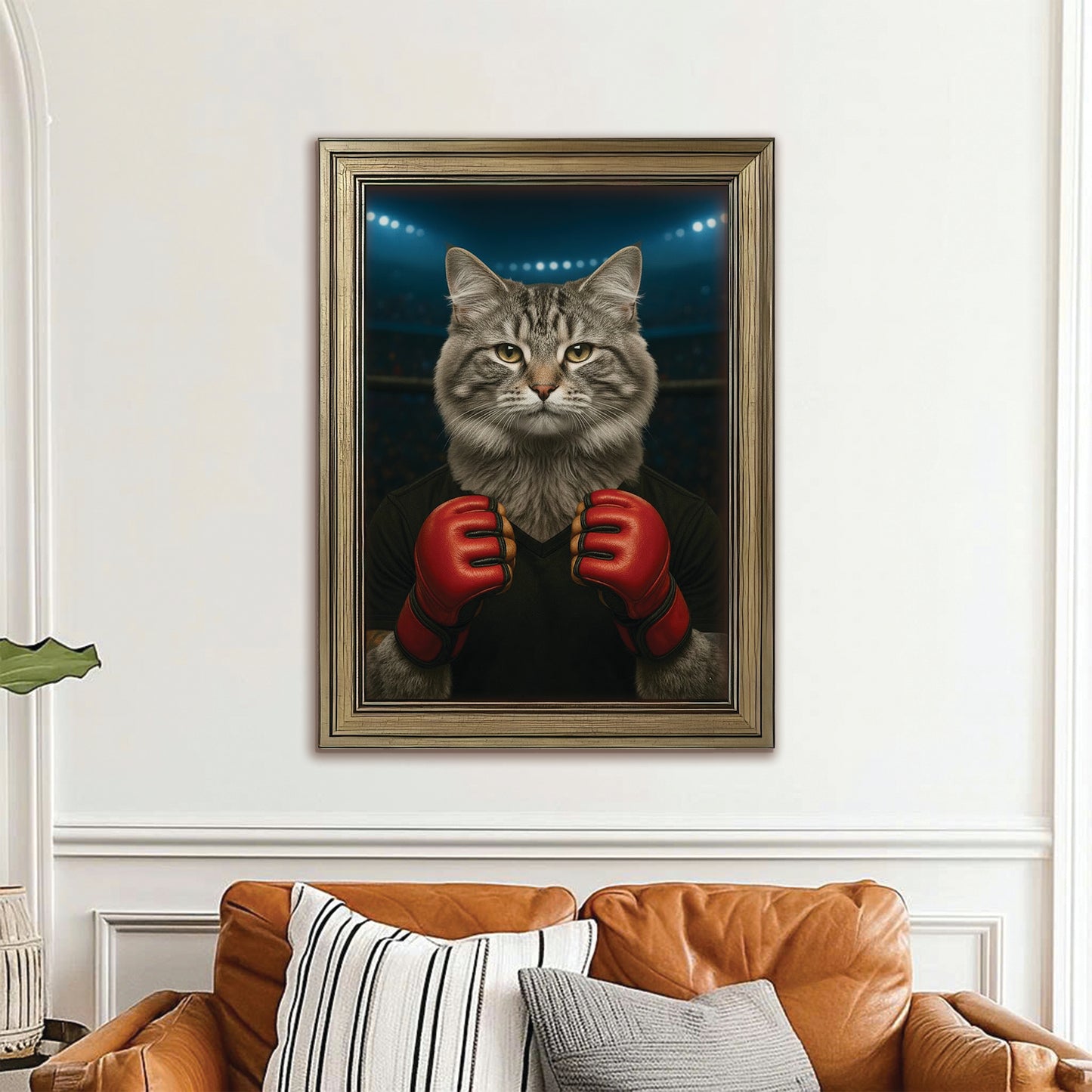 Custom Photo Mma Cat Canvas Framed Wall Art Gift For Cat Lovers