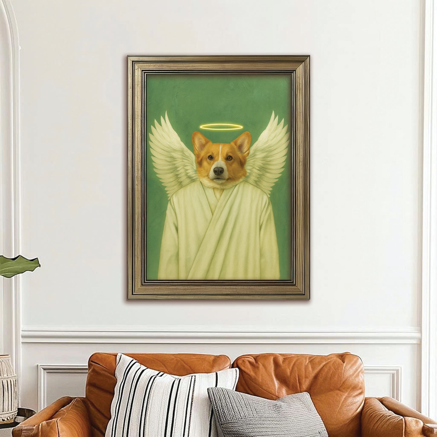Custom Photo Angel Dog Canvas Framed Wall Art Memorial Gift For Dog