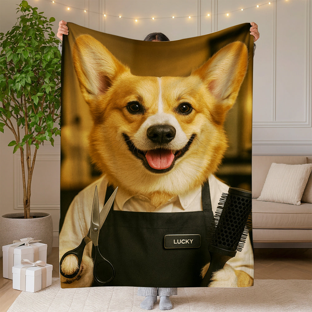 Custom Photo Hair Stylist Dog BlanketGift For Dog Lovers