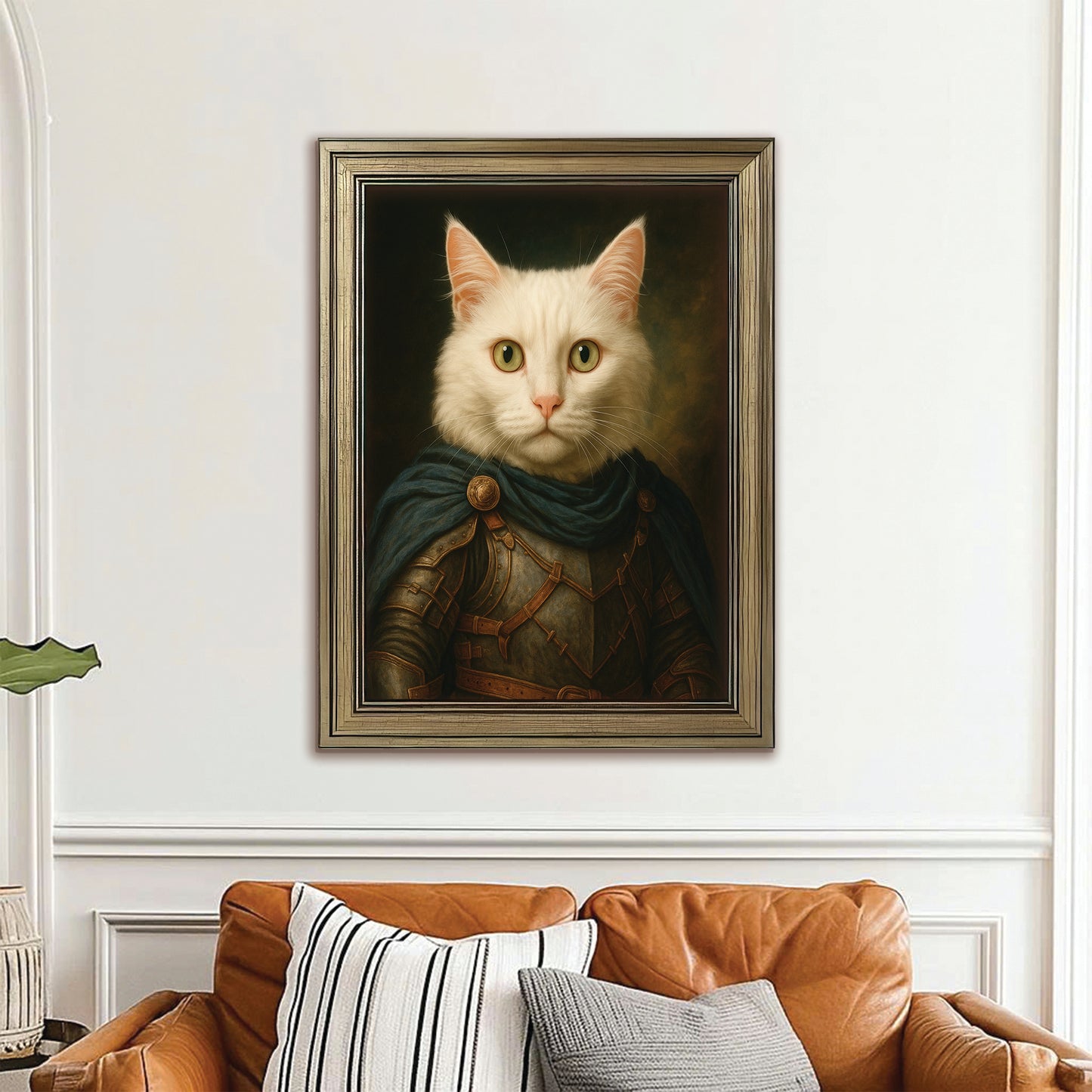 Custom Cat Photo Viking Canvas Framed Wall Art _ Gift For Cat Lovers