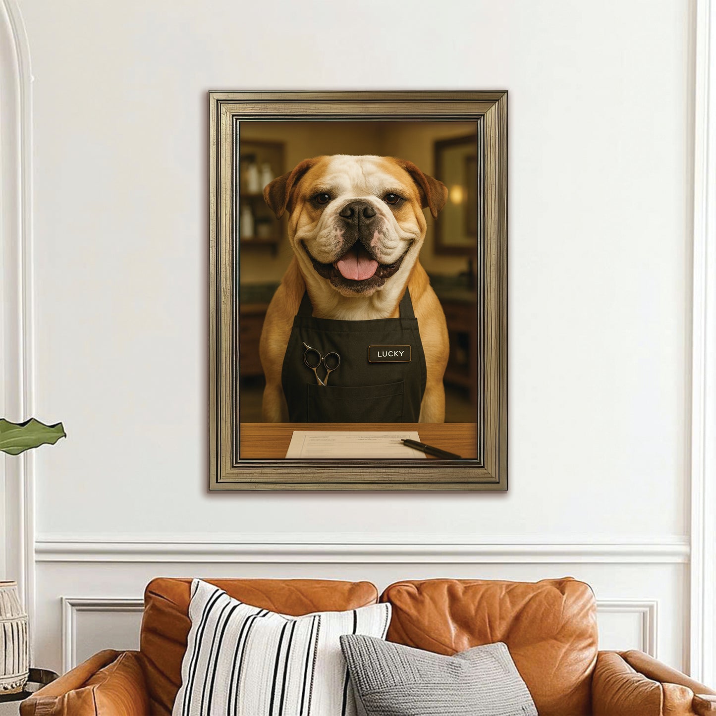 Custom Photo Groomer Dog Canvas Framed Wall Art Gift For Dog Lovers