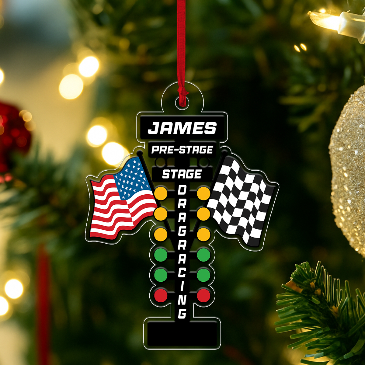 Custom Name Racer Racing Car Acrylic Ornament Christmas Gift