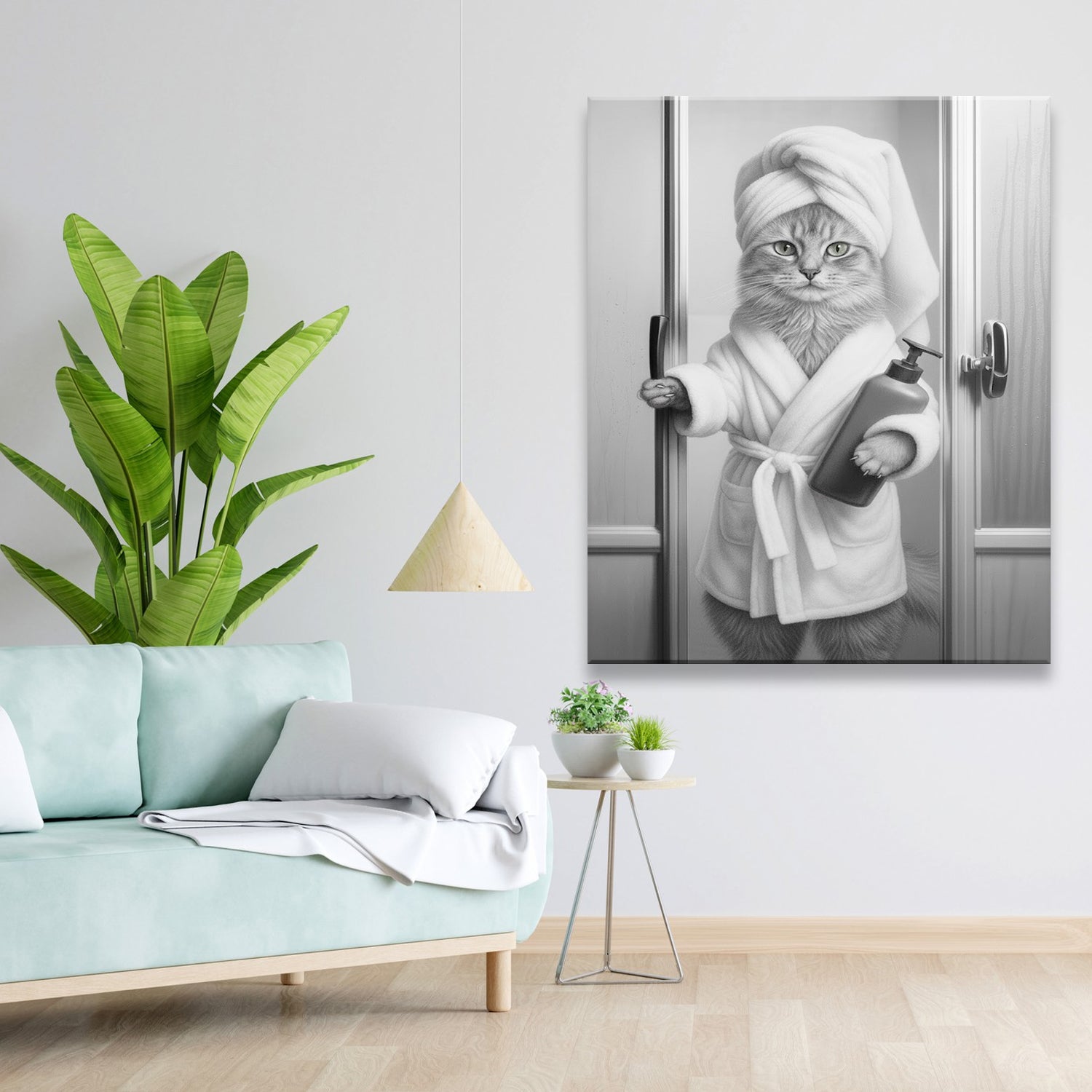 Custom Photo Cat Bathrobe Bathroom Canvas Gift For Cat Lovers