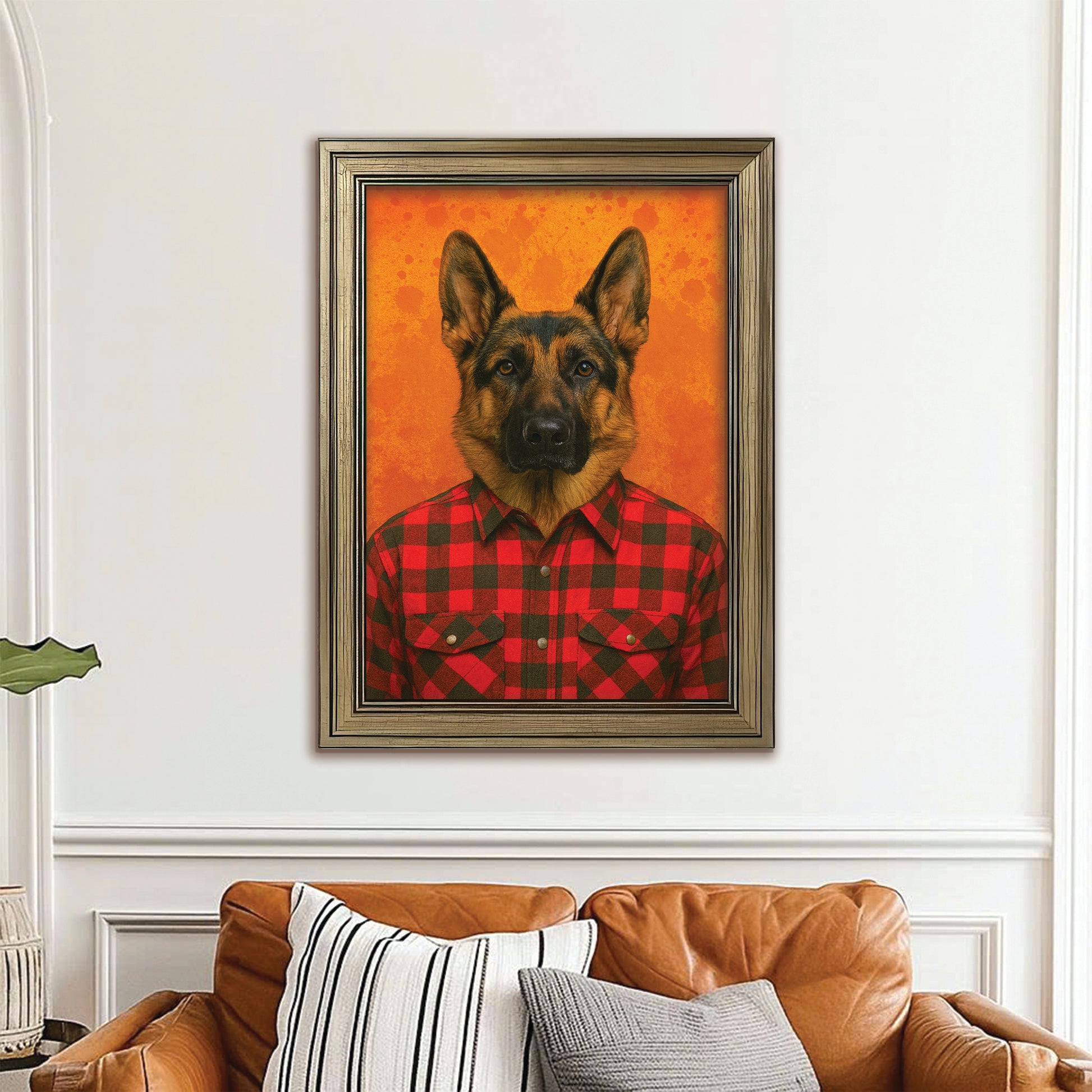 Custom Photo Dog In Red Shirt Canvas Framed Wall Art Gift For Dog Lovers