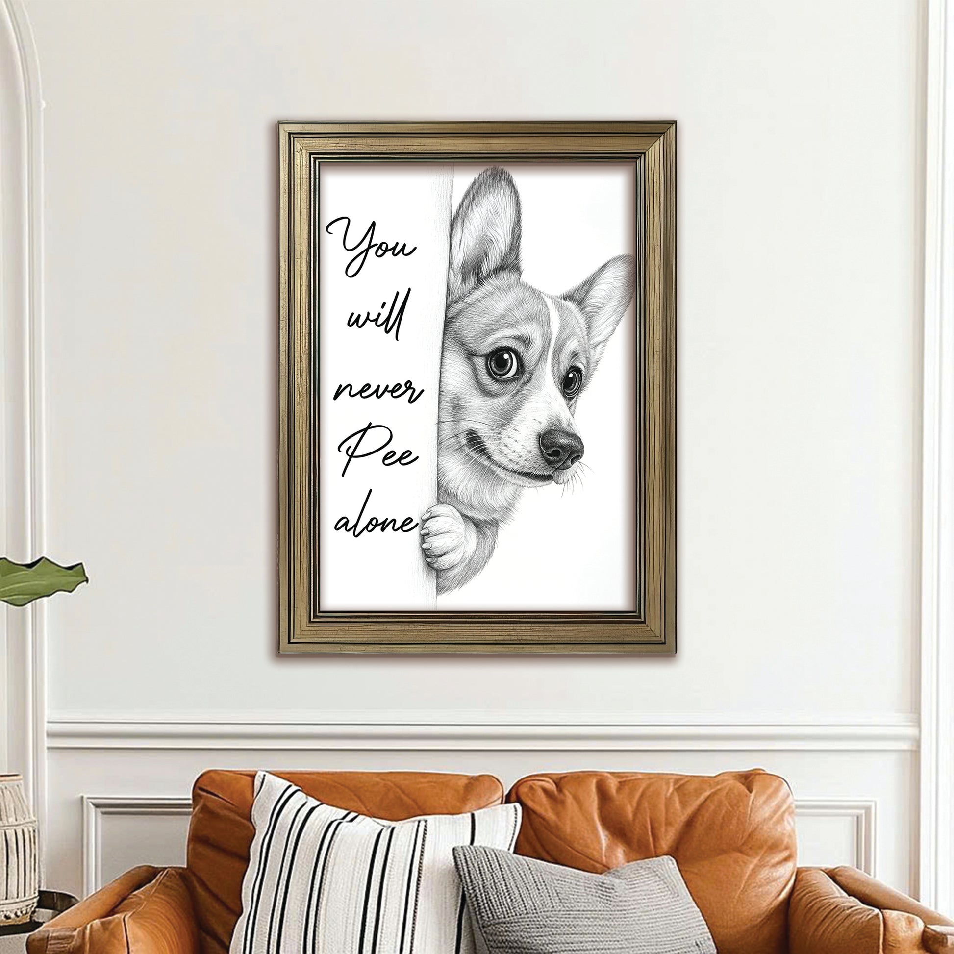 Custom Photo Dog Breed Bathroom Canvas Framed Wall Art Gift For Dog Lovers
