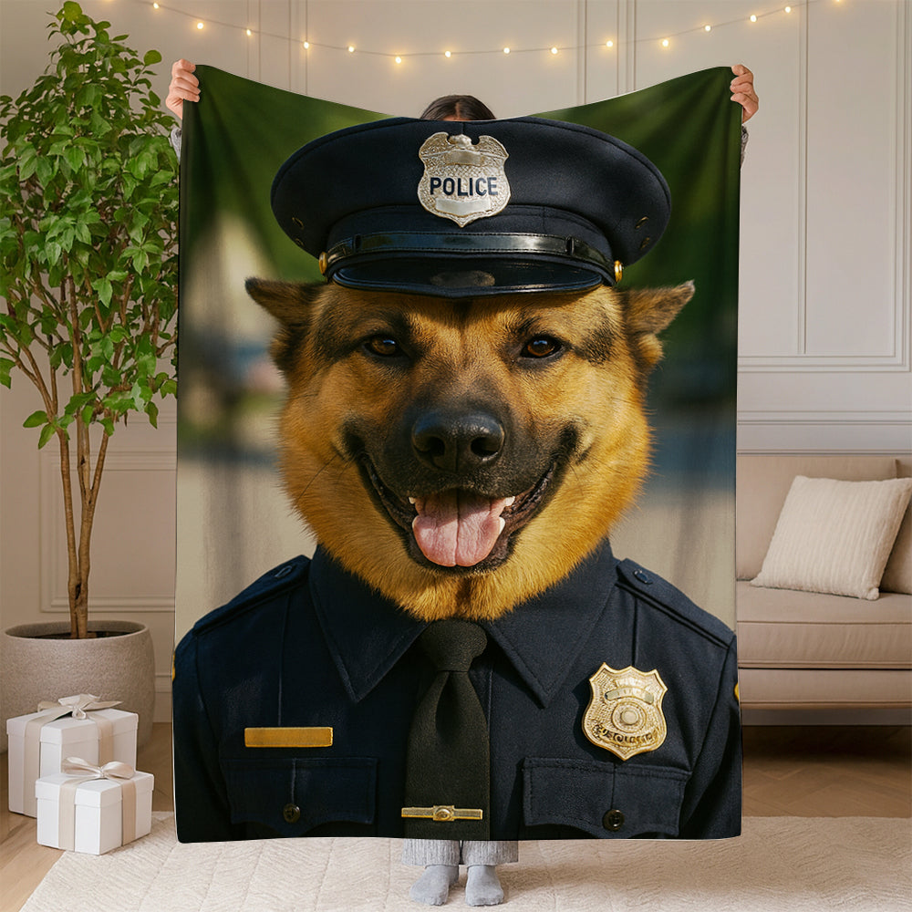 Custom Photo Police 2 Dog BlanketGift For Dog Lovers