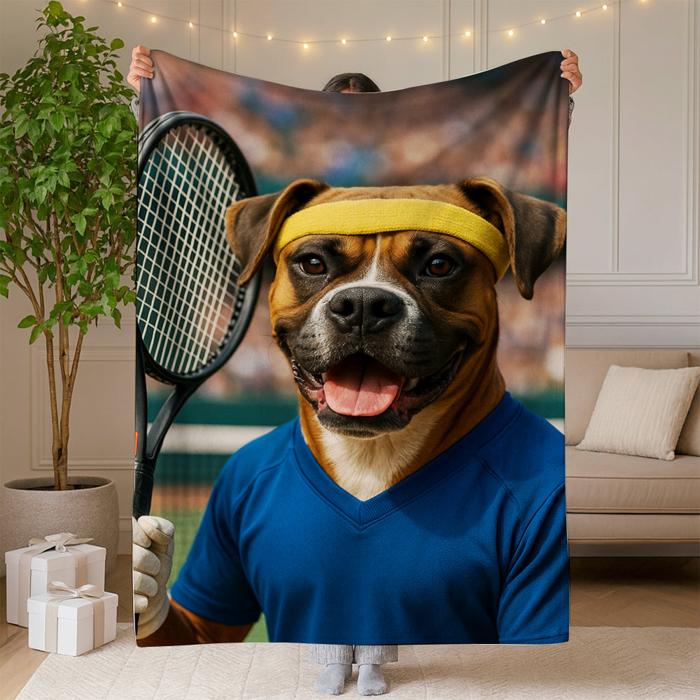 Custom Photo Tennis Player Dog BlanketGift For Dog Lovers