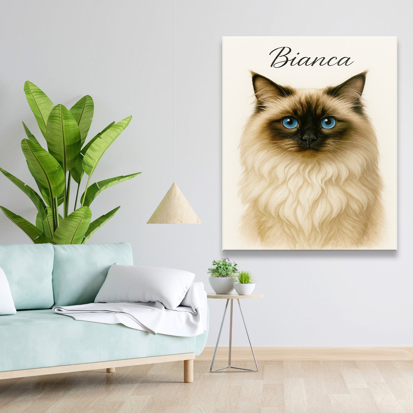 Custom Cat Portraint And With Name Canvas