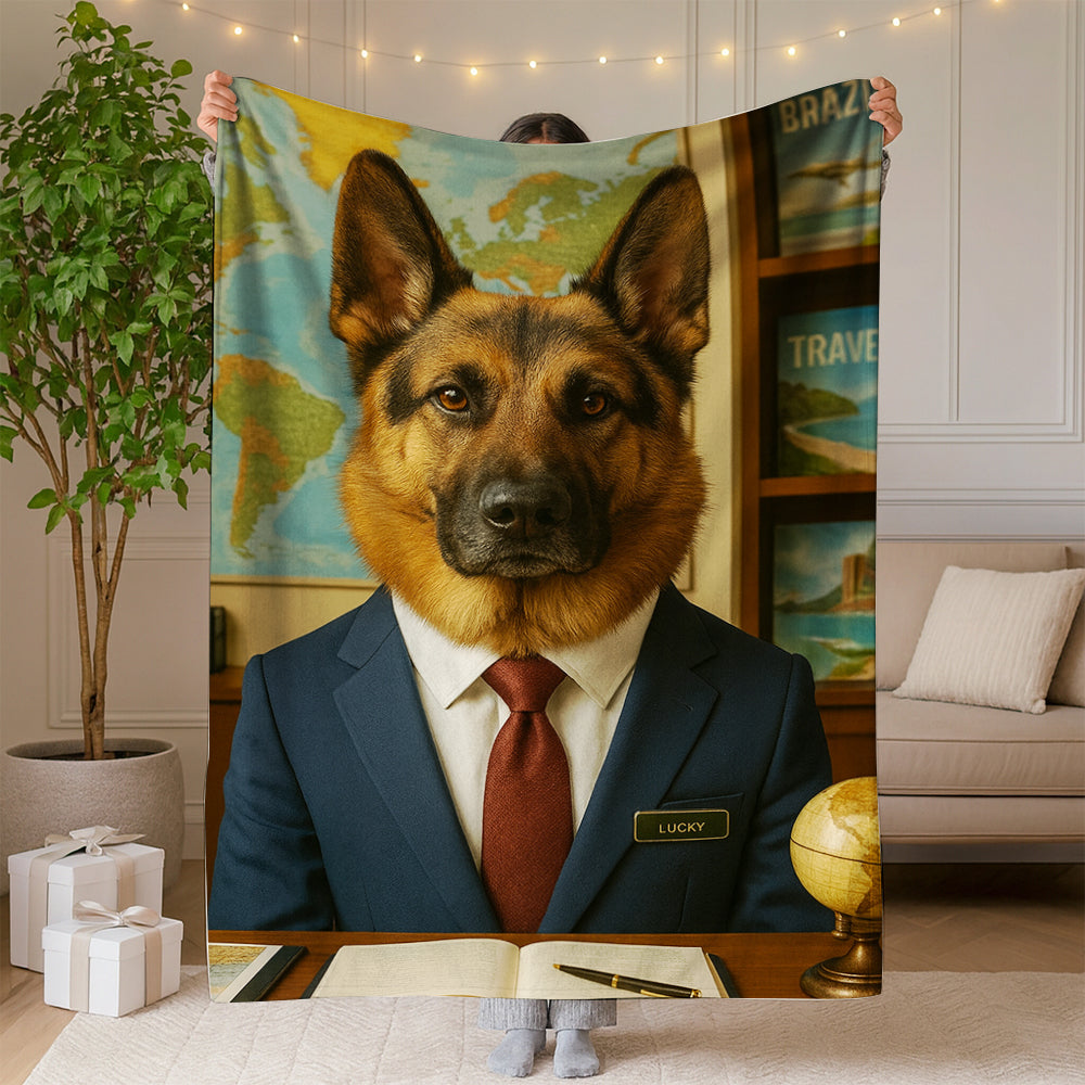 Custom Photo Travel Agent Dog BlanketGift For Dog Lovers