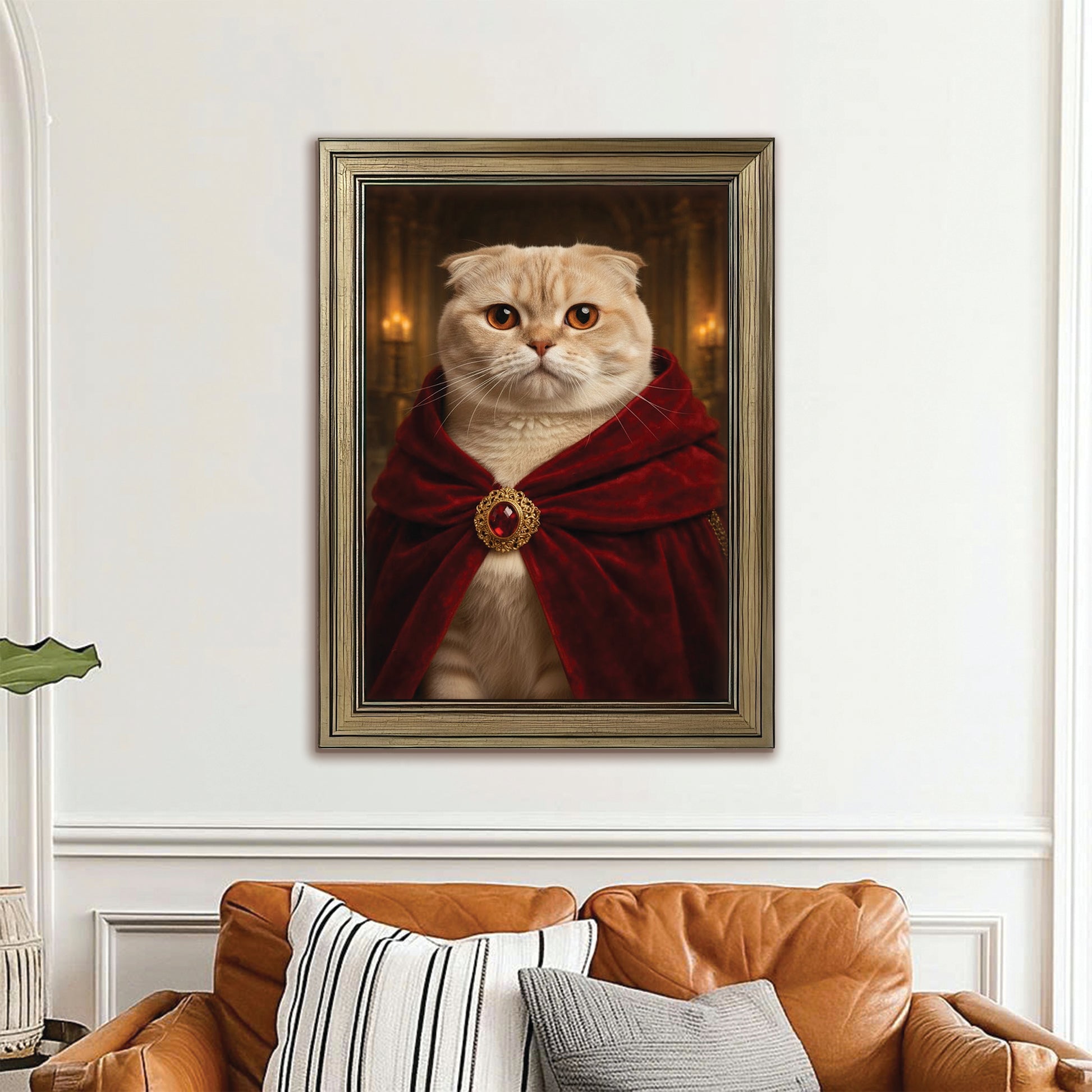 Custom Photo King Royal Cat Canvas Framed Wall Art Gift For Cat Lover